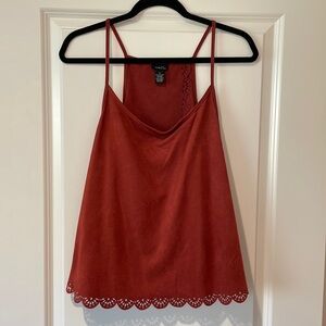 Rue 21 Rust Colored Faux Suede Halter Flowy Scalloped Edge Top